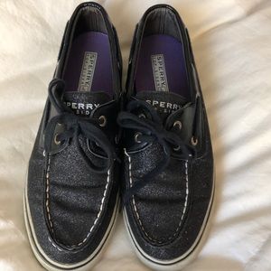 Women’s Sperry Black Glitter Top-Slider Boat Shoes